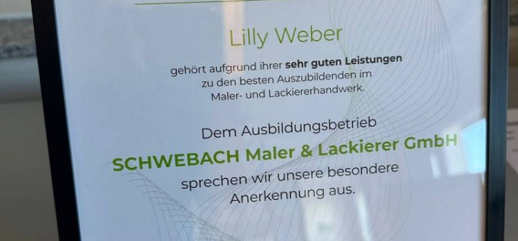 Auszeichnung für Lilly Weber durch die STO-Stiftung